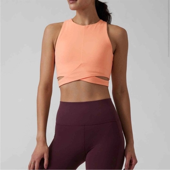 Athleta Peach Conscious Cut Out Crop Top Yoga Sports Bra, Size Medium - Picture 1 of 9